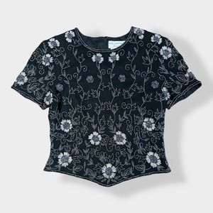 Adrianna Papell  Boutique Evening Vintage 80’s Beaded Silk top‎ Size M